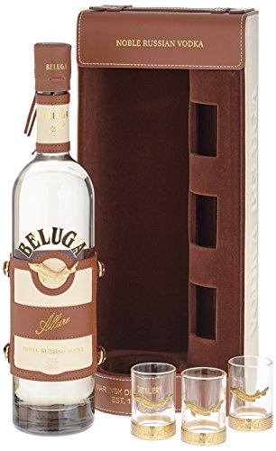 Beluga Allure Noble Russian Wodka in Ledertasche mit 3 Gläsern (1 x 0.7 l) - 1