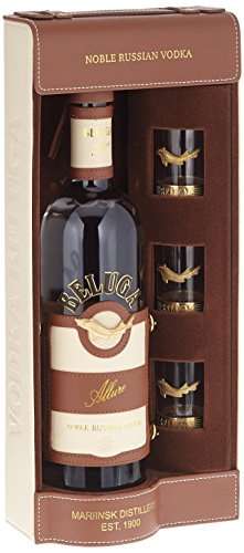 Beluga Allure Noble Russian Wodka in Ledertasche mit 3 Gläsern (1 x 0.7 l) - 4