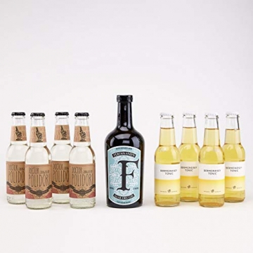 Ferdinand's Saar Dry Gin 1x 0,5L (44% Vol.) & 4x Dr.Polidori Dry Tonic Water 0,2L & 4x BTW Tonic Water 0,2L | Gin & Tonic Set - 1