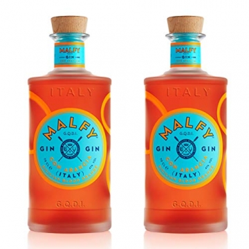 Malfy Gin Con Arancia 2er Set, italienischer Gin mit Blutorange, Alkohol, Schnaps, Flasche, 41%, 2x700 ml - 2