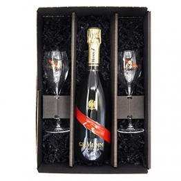 Reichelts I Feinste Getränke & Geschenke I G.H. Mumm Champagner Brut Grand Cordon 0,75l + 2 exklusive Champagnergläser in Präsentbox - 1