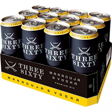 Three Sixty Vodka Maracuja, 12er Pack (12 x 0.33 l) EINWEG - 1