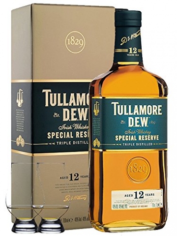 Tullamore Dew 12 Jahre mit 2 Glencairn Gläsern - 