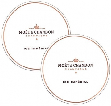 6 x Moët & Chandon Ice Impérial Acryl-Glas Champagner Gläser-Set in weiß/gold Champagne Becher Kelche inkl. Untersetzer (6 Stück) - 3