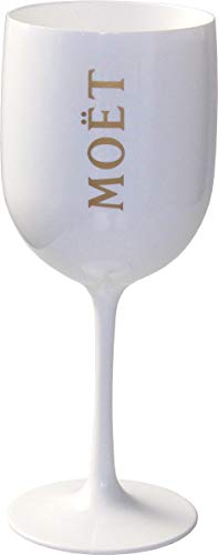 6 x Moët & Chandon Ice Impérial Acryl-Glas Champagner Gläser-Set in weiß/gold Champagne Becher Kelche inkl. Untersetzer (6 Stück) - 7