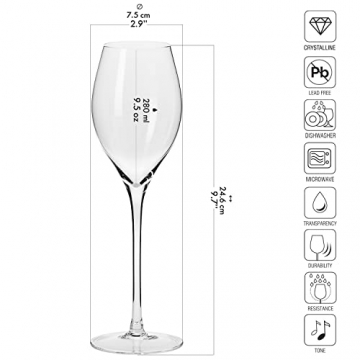 Krosno Champagnergläser Prosecco-Gläser| Set von 6 | 280 ML | Harmony Kollektion | Sektgläser Sektflöten | Perfekt für zu Hause, Restaurants und Partys | Spülmaschinenfest - 2