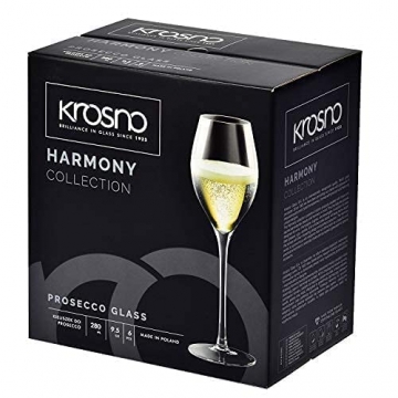 Krosno Champagnergläser Prosecco-Gläser| Set von 6 | 280 ML | Harmony Kollektion | Sektgläser Sektflöten | Perfekt für zu Hause, Restaurants und Partys | Spülmaschinenfest - 6