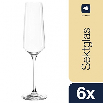 Leonardo Puccini Sekt-Gläser, 6er Set, spülmaschinenfeste Prosecco-Gläser, Sekt-Kelch mit gezogenem Stiel, Champagner-Gläser Set, 280 ml, 069550 - 2