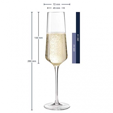 Leonardo Puccini Sekt-Gläser, 6er Set, spülmaschinenfeste Prosecco-Gläser, Sekt-Kelch mit gezogenem Stiel, Champagner-Gläser Set, 280 ml, 069550 - 3