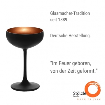 Stölzle Lausitz Elements Sektschalen Schwarz-Bronze 6er Set I Cocktailschalen aus hochwertigem Kristallglas 230ml I Champagnergläser-Set spülmaschinenfest & bruchresistent I Coupe Gläser - 2