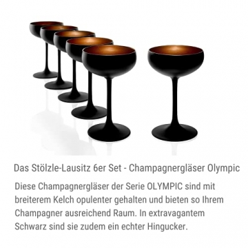 Stölzle Lausitz Elements Sektschalen Schwarz-Bronze 6er Set I Cocktailschalen aus hochwertigem Kristallglas 230ml I Champagnergläser-Set spülmaschinenfest & bruchresistent I Coupe Gläser - 4