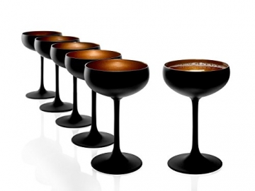 Stölzle Lausitz Elements Sektschalen Schwarz-Bronze 6er Set I Cocktailschalen aus hochwertigem Kristallglas 230ml I Champagnergläser-Set spülmaschinenfest & bruchresistent I Coupe Gläser - 1