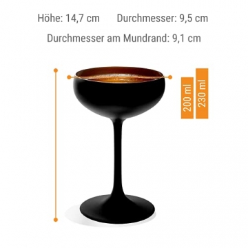 Stölzle Lausitz Elements Sektschalen Schwarz-Bronze 6er Set I Cocktailschalen aus hochwertigem Kristallglas 230ml I Champagnergläser-Set spülmaschinenfest & bruchresistent I Coupe Gläser - 5