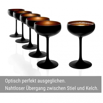 Stölzle Lausitz Elements Sektschalen Schwarz-Bronze 6er Set I Cocktailschalen aus hochwertigem Kristallglas 230ml I Champagnergläser-Set spülmaschinenfest & bruchresistent I Coupe Gläser - 7