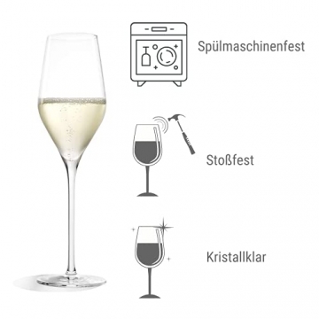 Stölzle Lausitz Exquisit Royal Champagnerkelche 265ml I Edle Champagnergläser 6er Set I Schaumweingläser 6 St. spülmaschinenfest & bruchsicher I hochwertiges Kristallglas - 3