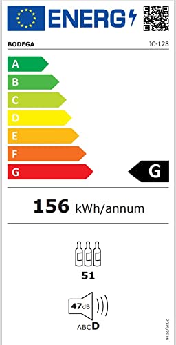 BODEGA Weinkühlschrank, 51 Flaschen 128 Liter, Touch-Bedienfeld, 5-18°C Kühlzone, Abnehmbar Holzauflagen, Weinschrank mit LED-Beleuchtung, Wine Fridge Freistehend - 9