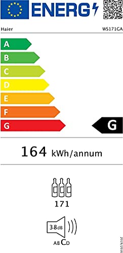 Haier WS171GA Weinkühlschrank / 171 Flaschen / 185 cm Höhe/Innenbeleuchtung/UV-Schutz/Anti-Vibrationskompressor, Black Glass - 7