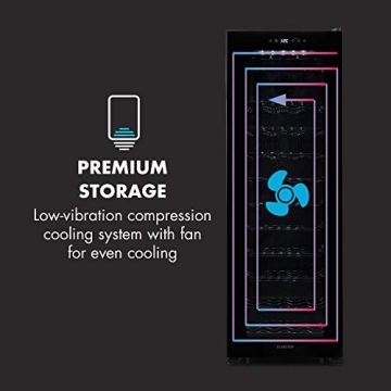 Klarstein Bellevin - Weinkühlschrank, Getränkekühlschrank mit LED-Beleuchtung, Weinkühler mit Metallregalebenen, Wine Fridge, Volumen (173 Liter / 56 Flaschen) - 6