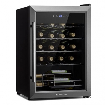 Klarstein Ultimo Uno Weinkühlschrank - Wine Fridge mit Temperaturregler: 5-8 °C, Weinschrank mit Touch-Bedienfeld, Platz für 20 Flaschen, 53 Liter Gesamtvolumen, schwarz - 1