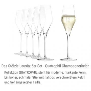 Stölzle Lausitz Champagnergläser Quatrophil 290ml I Champagnerkelche 6er Set bruchsicher I Schaumweingläser 6 Stück spülmaschinenfest I Edle Kristallgläser wie mundgeblasen I Beste Qualität - 4