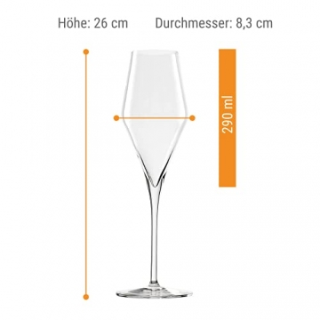 Stölzle Lausitz Champagnergläser Quatrophil 290ml I Champagnerkelche 6er Set bruchsicher I Schaumweingläser 6 Stück spülmaschinenfest I Edle Kristallgläser wie mundgeblasen I Beste Qualität - 5