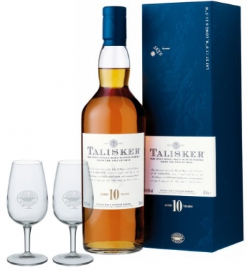 Talisker 10 Jahre Geschenkset mit 2 Classic Malt Whiskygläsern - 