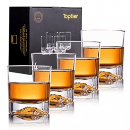 Toptier Whiskygläser 4-Premium 10 OZ 300ML Scotch-Gläser, 4er-Set. Kristall-Whisky-Gläser, Glaswaren für Bourbon. Rumgläser/Bar Whiskygläser/Cognac oder Cocktail oder Wodka Klare Gläser.Geschenkbox - 1