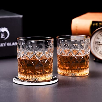 Whiskey Gläser Set mit 4, 300 ml Whiskygläser， zum Trinken von Bourbon Scotch Whisky Rum Cognac Wodka , Whisky Gläser mit Luxusbox sind ein einzigartiges Geschenk für Männer Frauen - 3