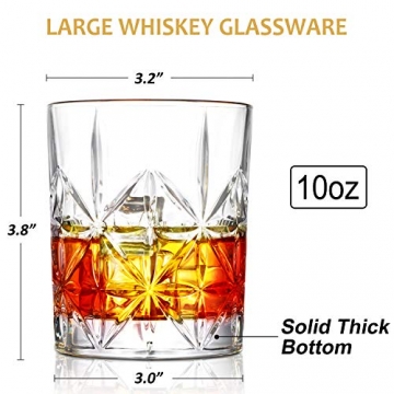 Whisky Gläser, veecom 315ml Whiskey Gläser, Old Fashioned Whiskygläser Rum Gläser Whiskey Glas 2er Set, Whisky Geschenkset für Männer, Papa, Whisky Tumbler Glas für Scotch, Cocktail - 3